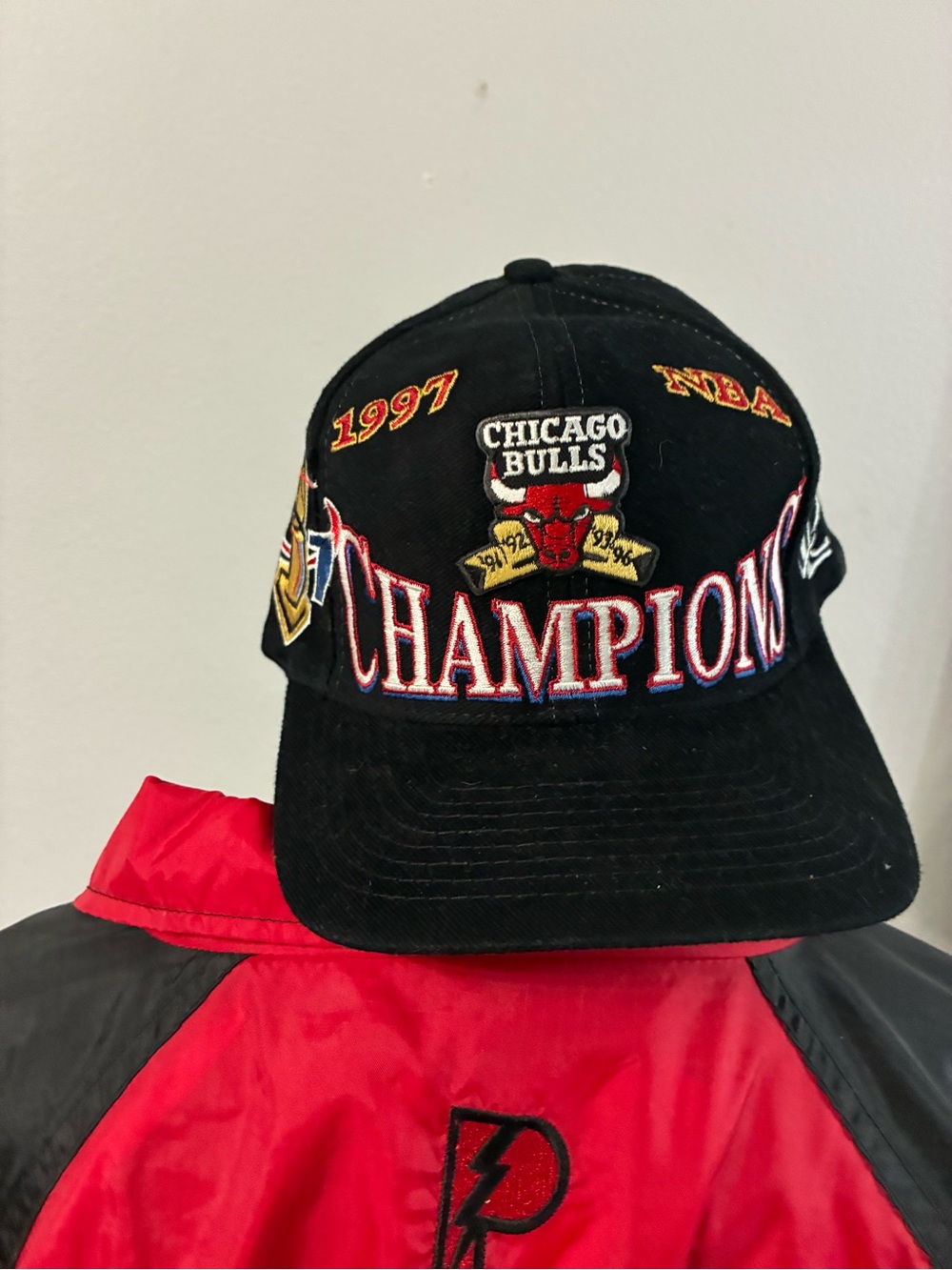 NBA Black Snapback Hat with Red, White & Blue Logo